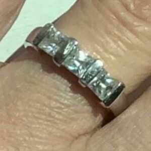 Sterling Silver Ring with 3 Bezel Set Square Cz